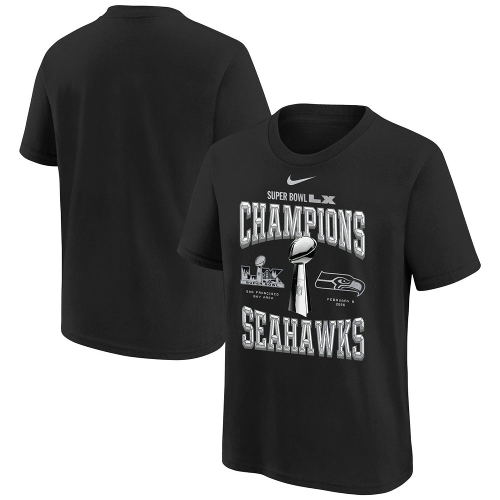 Seattle Seahawks Youth Super Bowl LX Champions Locker Room Trophy Collection Replica T-Shirt - Black online
