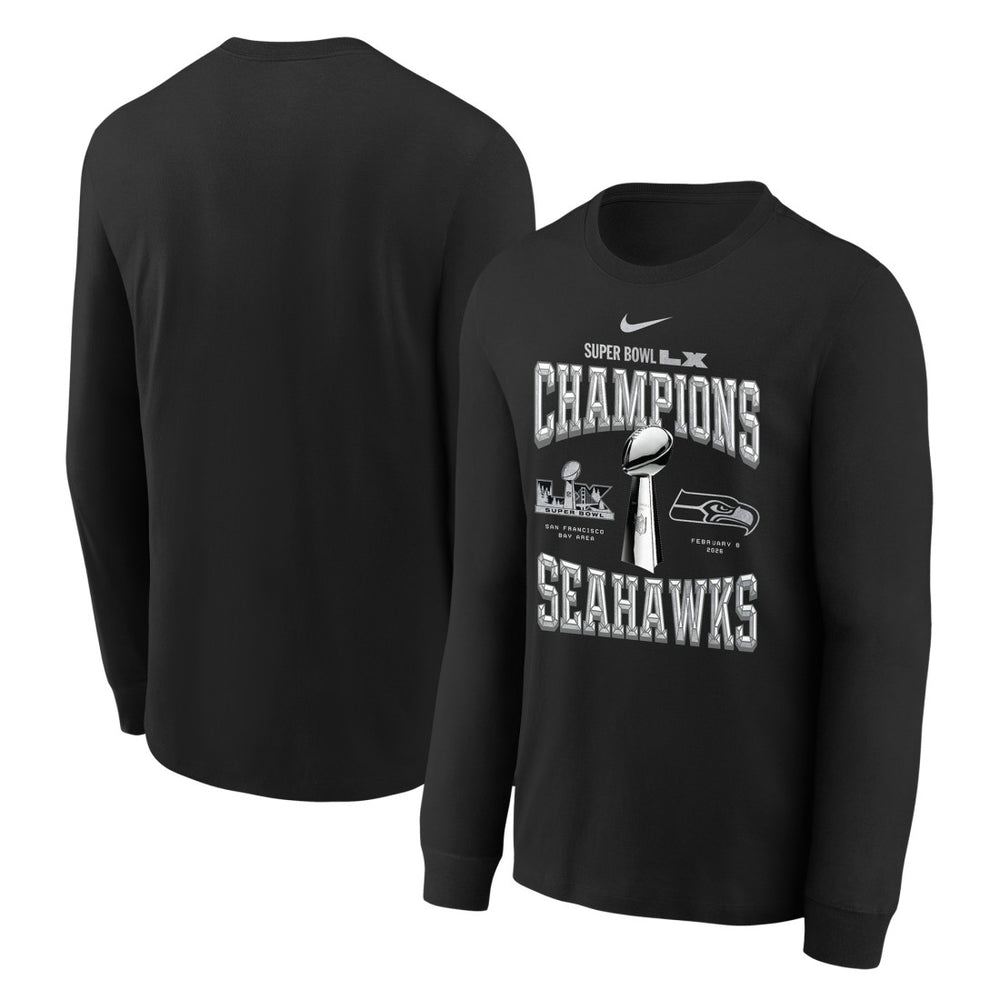 Seattle Seahawks Youth Super Bowl LX Champions Locker Room Trophy Collection Long Sleeve T-Shirt - Black discount