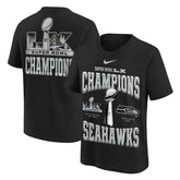 Seattle Seahawks Youth Super Bowl LX Champions Locker Room Trophy Collection Authentic T-Shirt - Black on sale