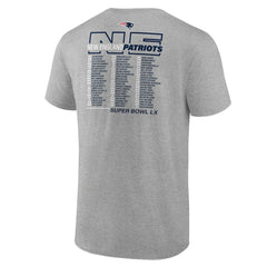 New England Patriots Super Bowl LX Big & Tall Roster T-Shirt - Heather Gray for sale
