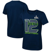 Seattle Seahawks Girls Youth Super Bowl LX Champions On Top T-Shirt - College Navy sale