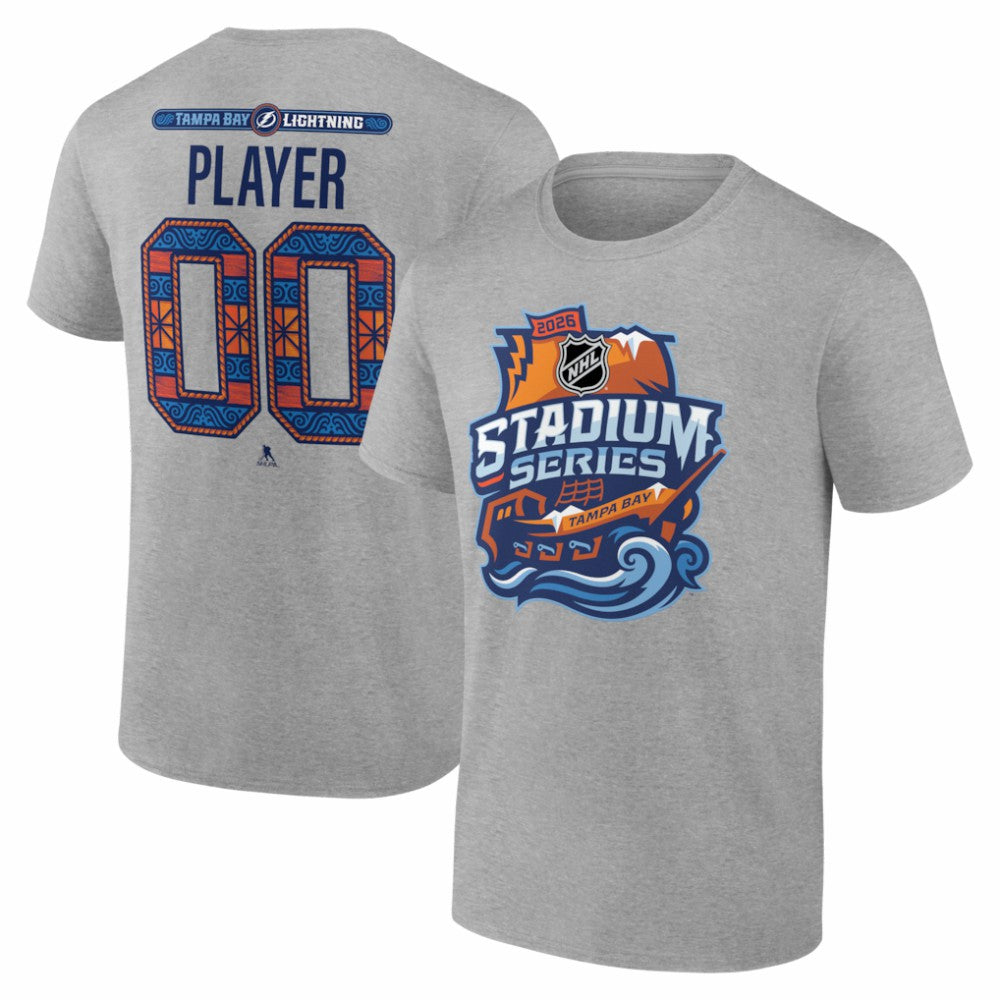 Tampa Bay Lightning 2026 NHL Stadium Series Personalized Name & Number T-Shirt - Gray T-shirts