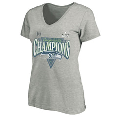 Seattle Seahawks Women's 2025 NFC Champions Plus Size Hail Mary Tri-Blend V-Neck T-Shirt - Heather Gray outlet