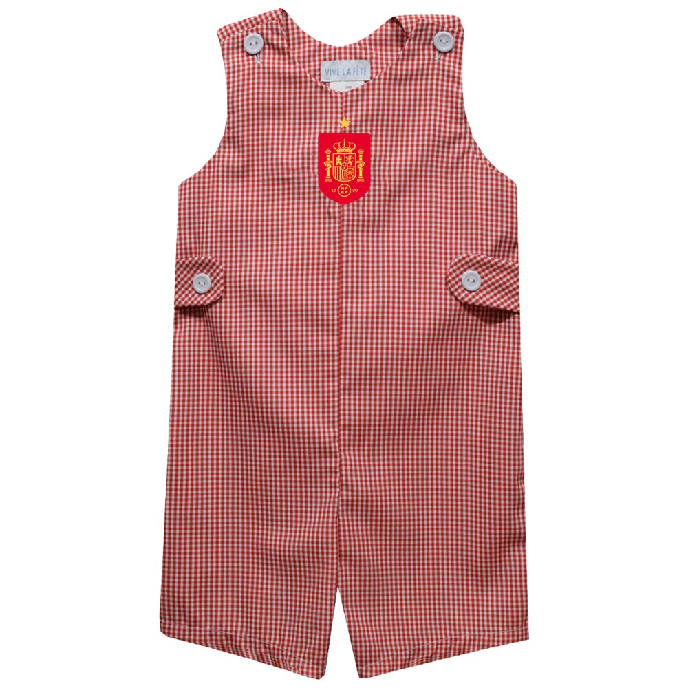 Spain National Team Vive La Fete Toddler Gingham Jon Jon Romper for sale - Red