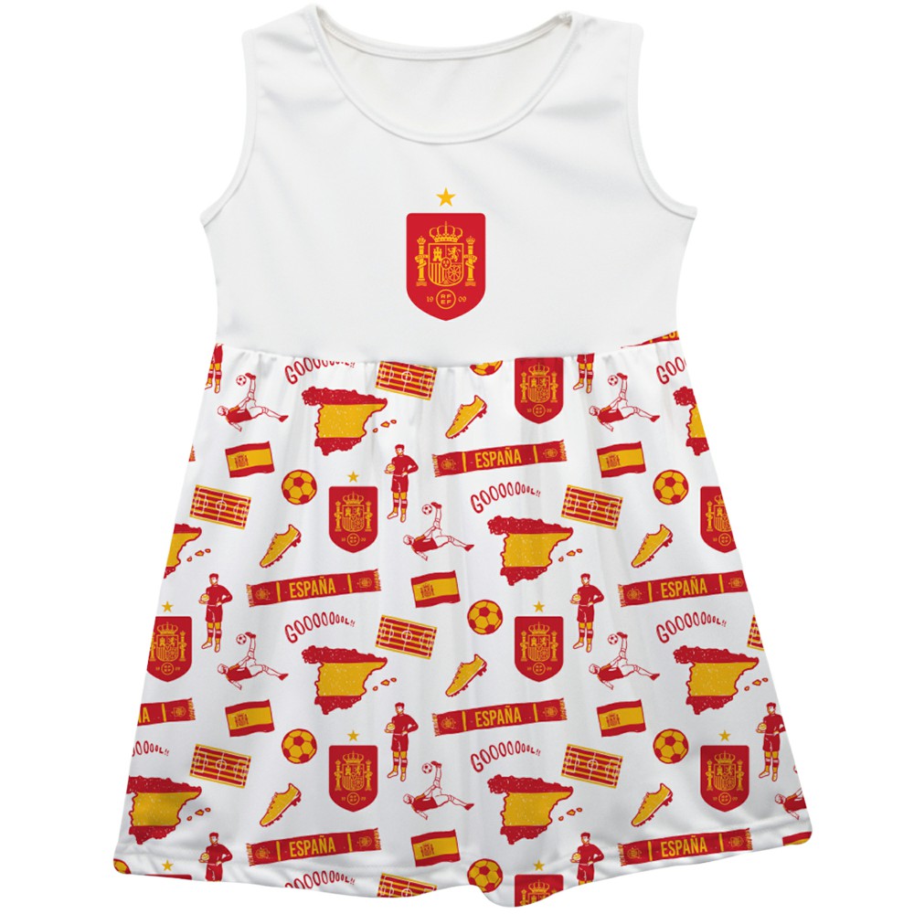 Spain National Team Vive La Fete Girls Infant Impressions Artwork Tank Top Dress for sale - White
