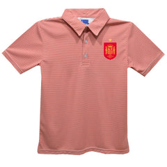 Spain National Team Vive La Fete Youth Pencil Stripe Polo for sale - Red