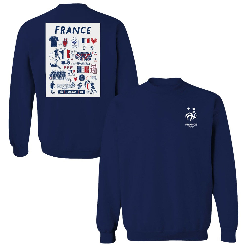France National Team Vive La Fete Women's Impressions Artwork Sweatshirt - Navy outlet