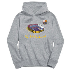 Barcelona Vive La Fete Youth Stadium Style Hoodie on sale - Gray