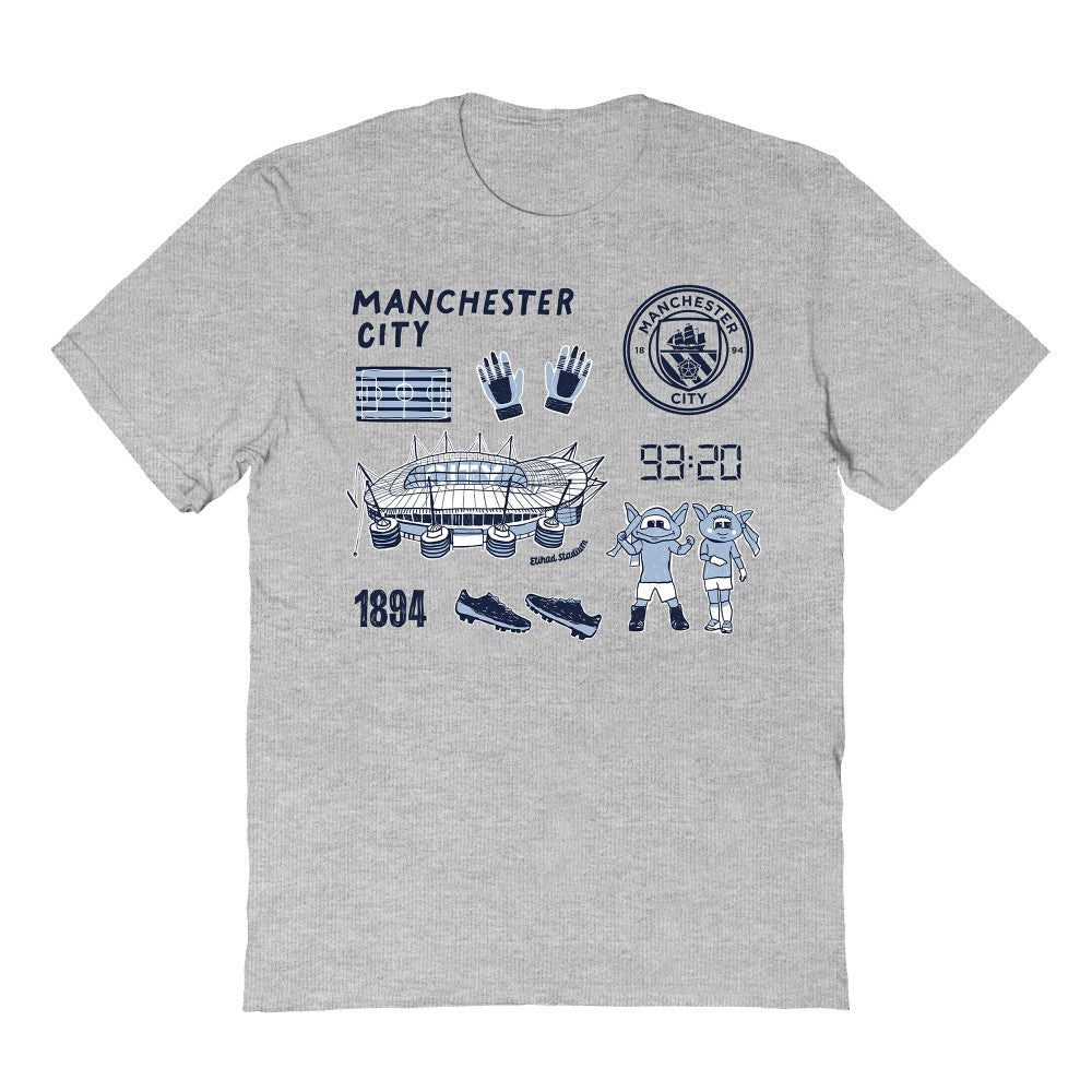 Manchester City Vive La Fete Youth Impressions Icons T-Shirt - Gray on sale