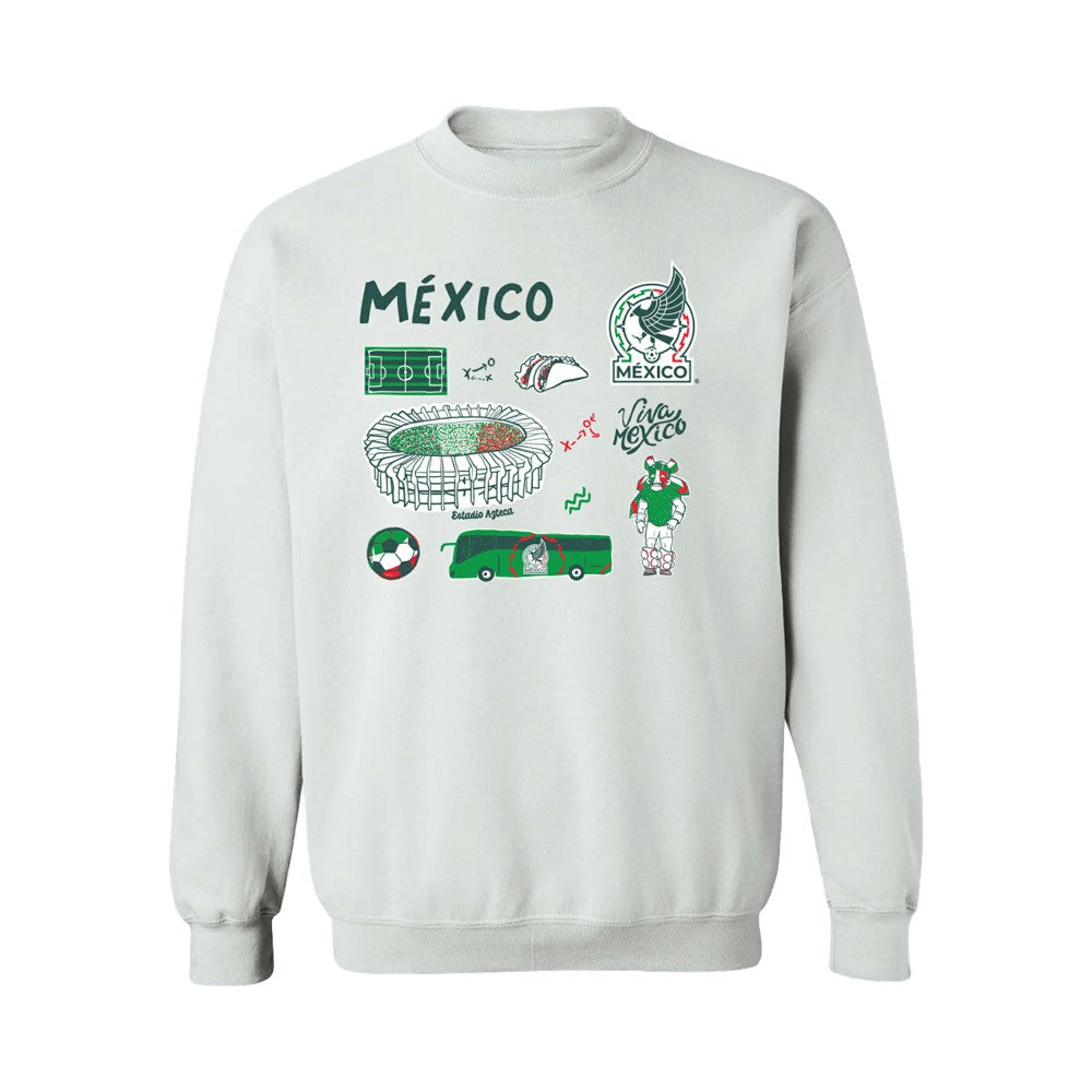 Mexico National Team Vive La Fete Women's Impressions Icons Sweatshirt for sale - White
