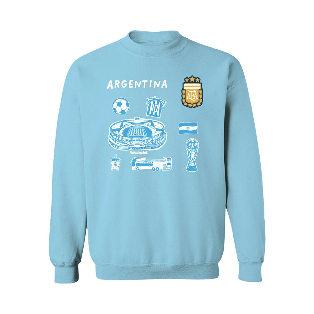 Argentina National Team Vive La Fete Women's Impressions Icons Sweatshirt - Light Blue discount
