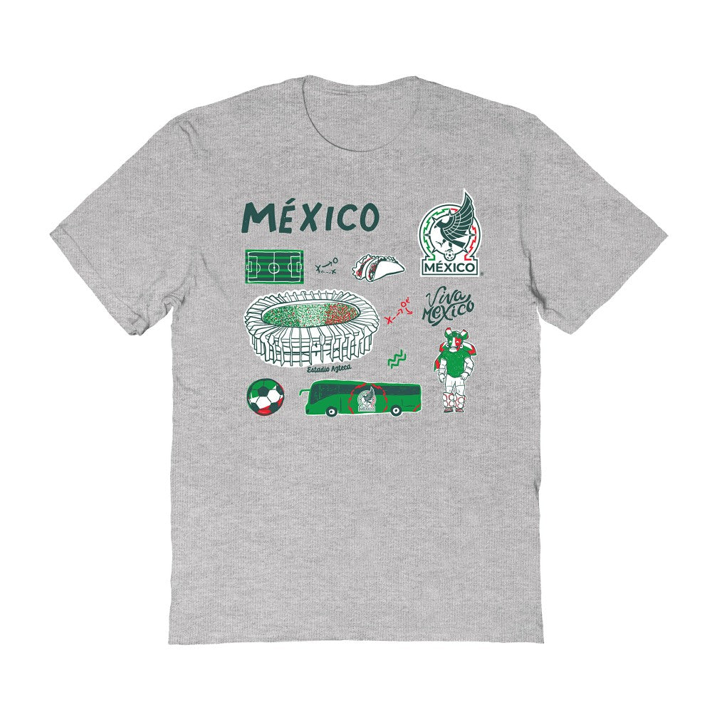 Mexico National Team Vive La Fete Women's Impressions Icons T-Shirt - Gray sale