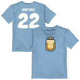 Lautaro Martinez Argentina National Team Vive La Fete Youth Player Name & Number Color Badge T-Shirt for sale - Light Blue
