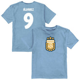 Julián Álvarez Argentina National Team Vive La Fete Toddler Player Name & Number Color Badge T-Shirt for sale - Light Blue