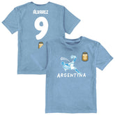 Julián Álvarez Argentina National Team Vive La Fete Youth Player Name & Number Chilena Style T-Shirt for sale - Light Blue