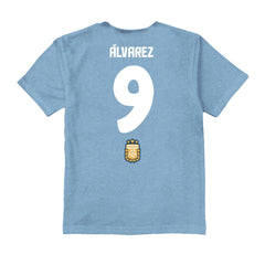 Julián Álvarez Argentina National Team Vive La Fete Youth Player Name & Number Chilena Style T-Shirt for sale - Light Blue