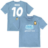 Lionel Messi Argentina National Team Vive La Fete Youth Player Name & Number Stadium Style T-Shirt for sale - Light Blue