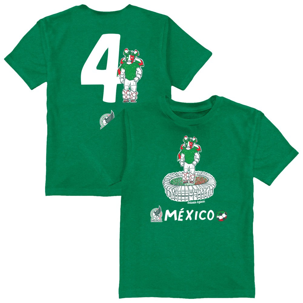Edson Álvarez Mexico National Team Vive La Fete Youth Player Name & Number Stadium Style T-Shirt - Green sale