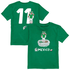 Santiago Gimenez Mexico National Team Vive La Fete Youth Player Name & Number Stadium Style T-Shirt for sale - Green