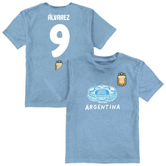 Julián Álvarez Argentina National Team Vive La Fete Toddler Player Name & Number Stadium Style T-Shirt for sale - Light Blue