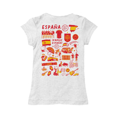 Spain National Team Vive La Fete Girls Toddler Impressions Artwork Fitted T-Shirt for sale - White