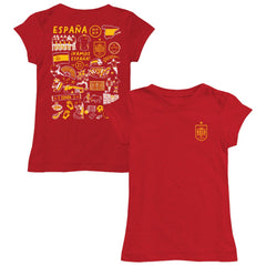 Spain National Team Vive La Fete Girls Toddler Impressions Artwork Fitted T-Shirt for sale - Red