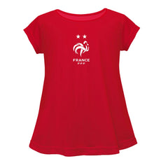 France National Team Vive La Fete Girls Youth Color Badge A-Line Top for sale - Red