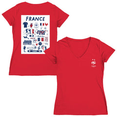 France National Team Vive La Fete Women's Impressions Artwork V-Neck Fitted T-Shirt for sale - Red