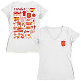 Spain National Team Vive La Fete Women's Impressions Artwork V-Neck Fitted T-Shirt for sale - White