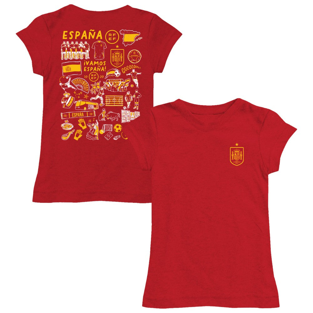 Spain National Team Vive La Fete Girls Youth Impressions Artwork Fitted T-Shirt for sale - Red