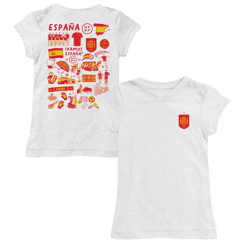 Spain National Team Vive La Fete Girls Youth Impressions Artwork Fitted T-Shirt for sale - White