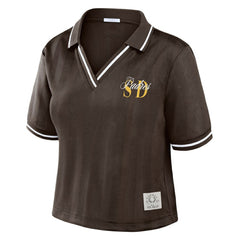 San Diego Padres WEAR by Erin Andrews Women's Cropped Polo Brown