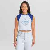 Kansas City Royals WEAR by Erin Andrews Women's Cooperstown Cropped Raglan Tank Top White
