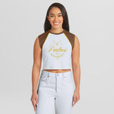 San Diego Padres WEAR by Erin Andrews Women's Cooperstown Cropped Raglan Tank Top White
