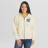 New York Yankees WEAR by Erin Andrews Women's Full-Zip Hoodie Cream