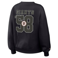 San Francisco Giants WEAR by Erin Andrews Women's Heavyweight Crew Neck Sweatshirt Black