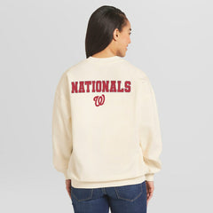 Washington Nationals WEAR by Erin Andrews Women's Heavyweight Crew Neck Sweatshirt Cream