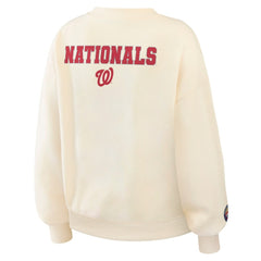Washington Nationals WEAR by Erin Andrews Women's Heavyweight Crew Neck Sweatshirt Cream