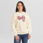 Cincinnati Reds WEAR by Erin Andrews Women's Heavyweight Crew Neck Sweatshirt Cream