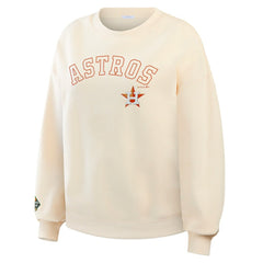 Houston Astros WEAR by Erin Andrews Women's Heavyweight Crew Neck Sweatshirt Cream