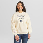 New York Yankees WEAR by Erin Andrews Women's Heavyweight Crew Neck Sweatshirt Cream