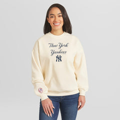 New York Yankees WEAR by Erin Andrews Women's Heavyweight Crew Neck Sweatshirt Cream