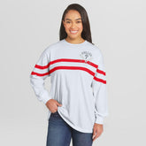 Philadelphia Phillies WEAR by Erin Andrews Women's Oversized Long Sleeve Striped T-Shirt White