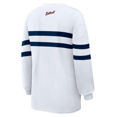 Detroit Tigers WEAR by Erin Andrews Women's Oversized Long Sleeve Striped T-Shirt White