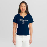 Boston Red Sox WEAR by Erin Andrews Women's Notch Neck Cropped T-Shirt Navy