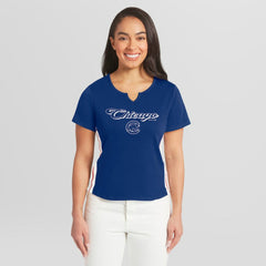 Chicago Cubs WEAR by Erin Andrews Women's Notch Neck Cropped T-Shirt Royal