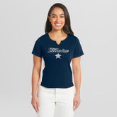 Houston Astros WEAR by Erin Andrews Women's Notch Neck Cropped T-Shirt Navy