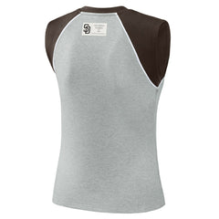 San Diego Padres WEAR by Erin Andrews Women's Cropped Raglan Tank Top Heather Gray