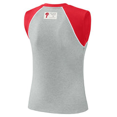 Philadelphia Phillies WEAR by Erin Andrews Women's Cropped Raglan Tank Top Heather Gray