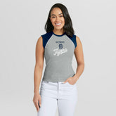 Detroit Tigers WEAR by Erin Andrews Women's Cropped Raglan Tank Top Heather Gray